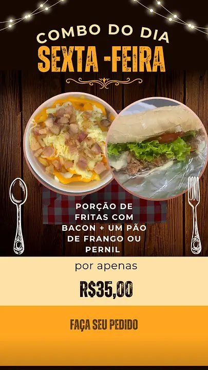 Combo pão recheado + porção de batata 