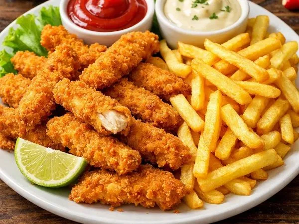 ISCAS DE FRANGO EMPANADO COM BATATA 300  G