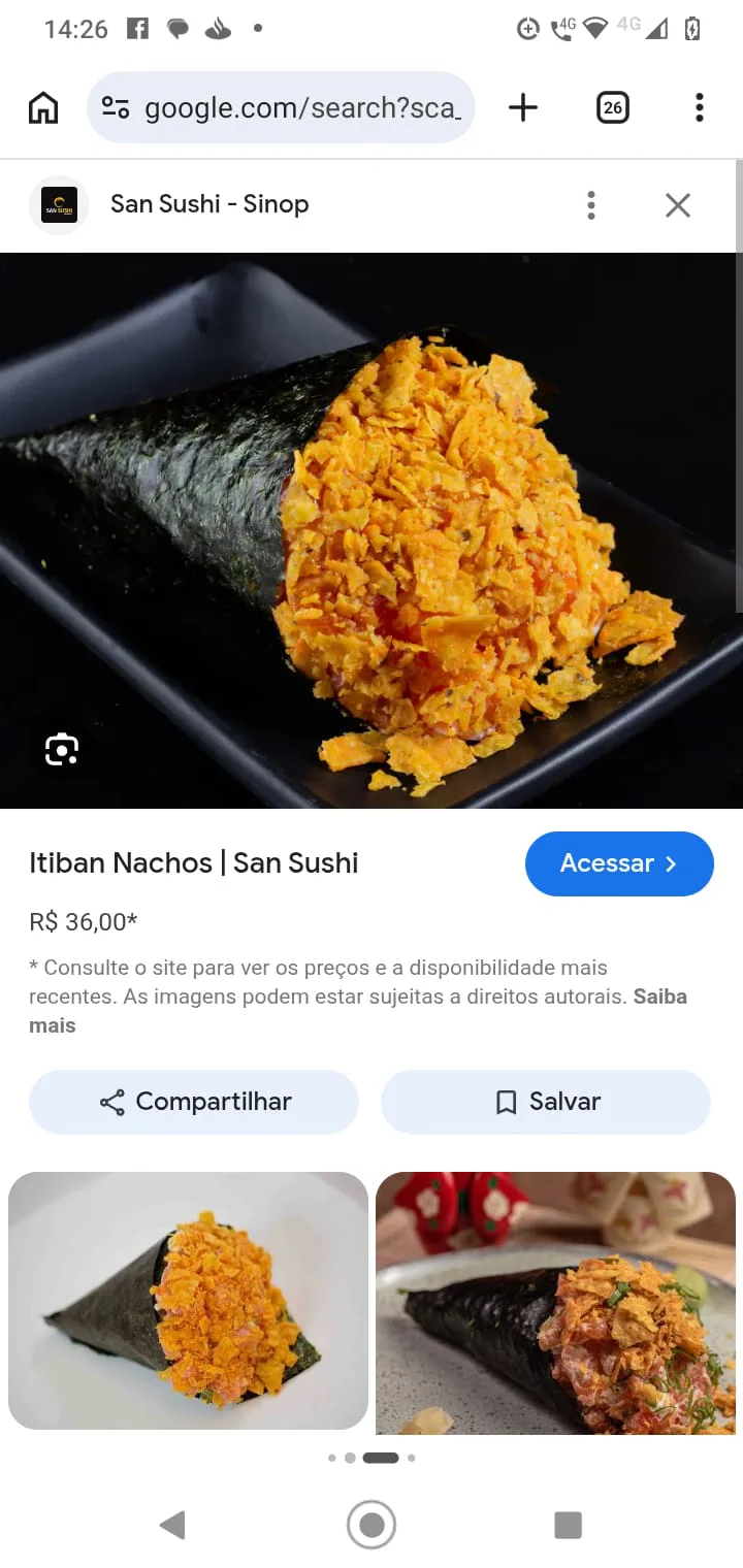 Temaki Salmão grelhado com doritos