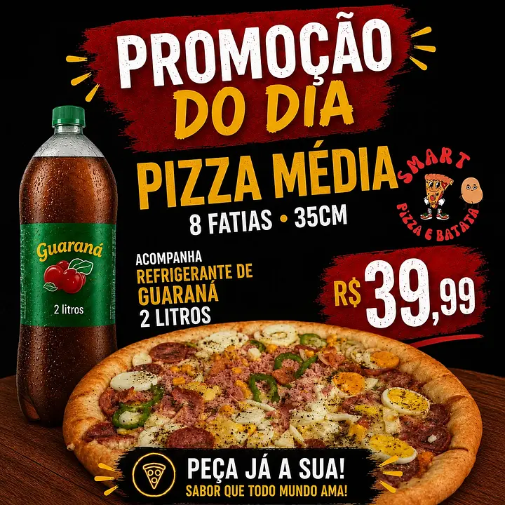 PROMOÇÃO Pizza 8 Fatias + Guaraná 2L