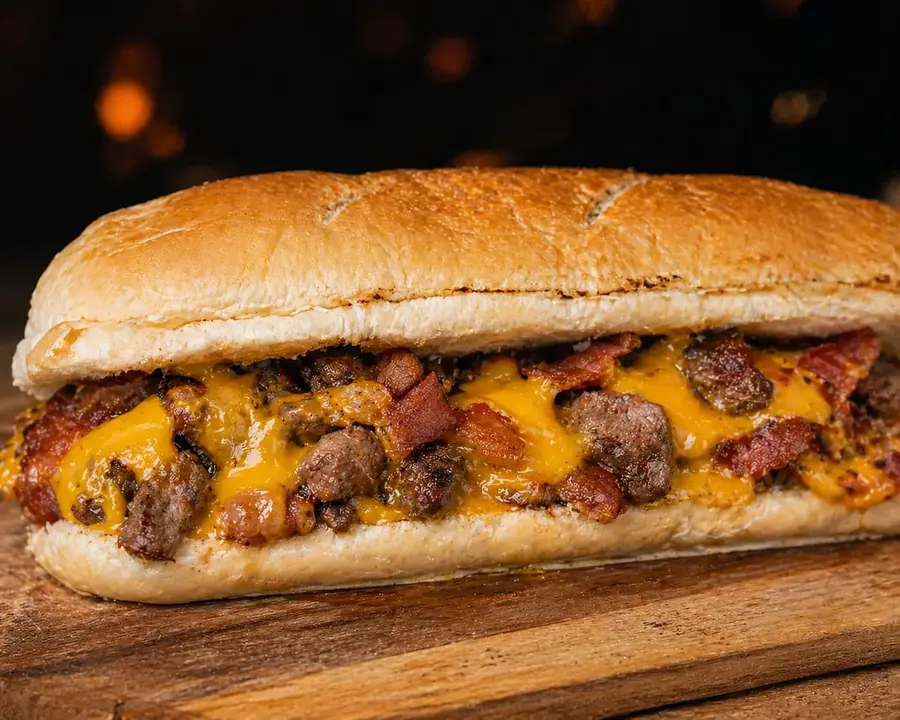 Xis de coração com bacon+cheddar 
