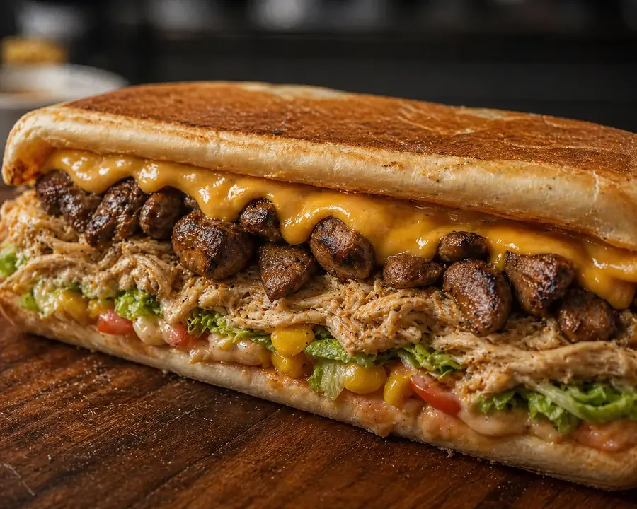 Xis de coração com frango+cheddar 