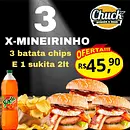 Promo ( 3 mineirinho + chips + sukita 2lt )