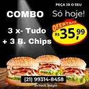 3 X-tudo + 3 batata chips