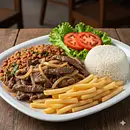 Carne grelhada acebolada